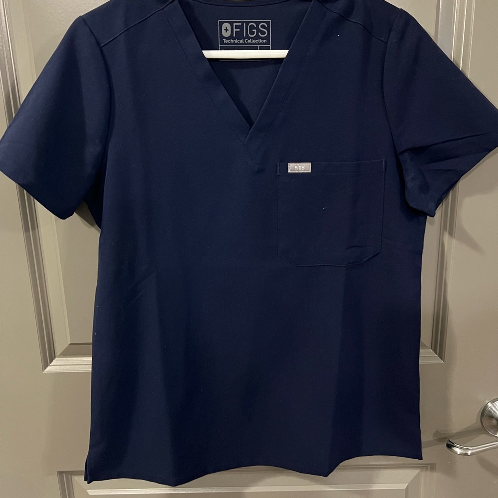 Womens Fig navy scrub top.
